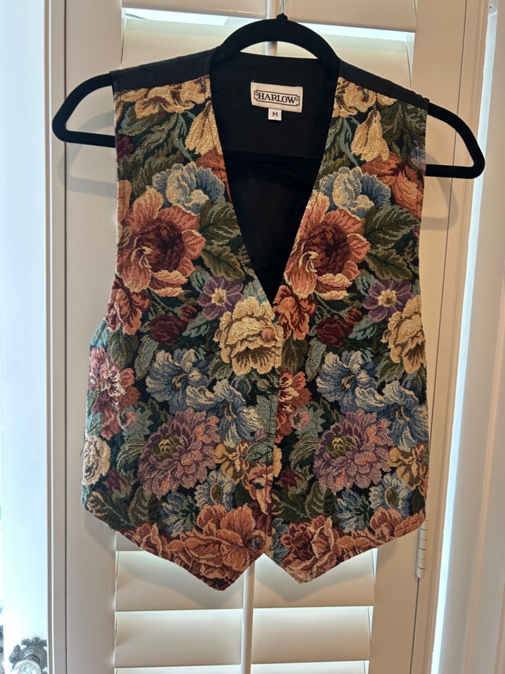 Vintage Harlow Floral Jacquard Vest in Multicolor Tapestry